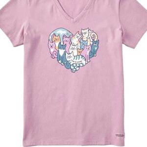 Life Is Good Purple Dog Lover Heart T-Shirt Small